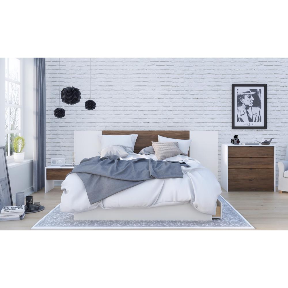 4-Drawer Dresser Chest, White & Walnut. Picture 5