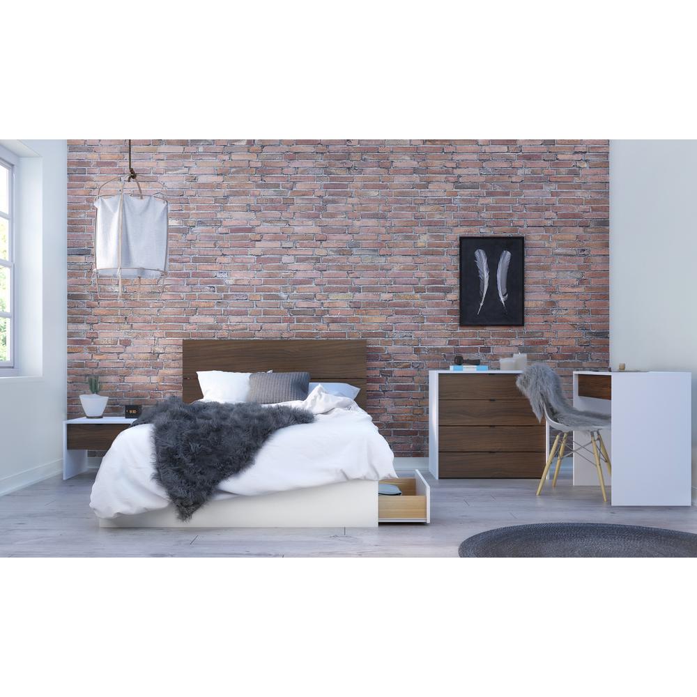 4-Drawer Dresser Chest, White & Walnut. Picture 6