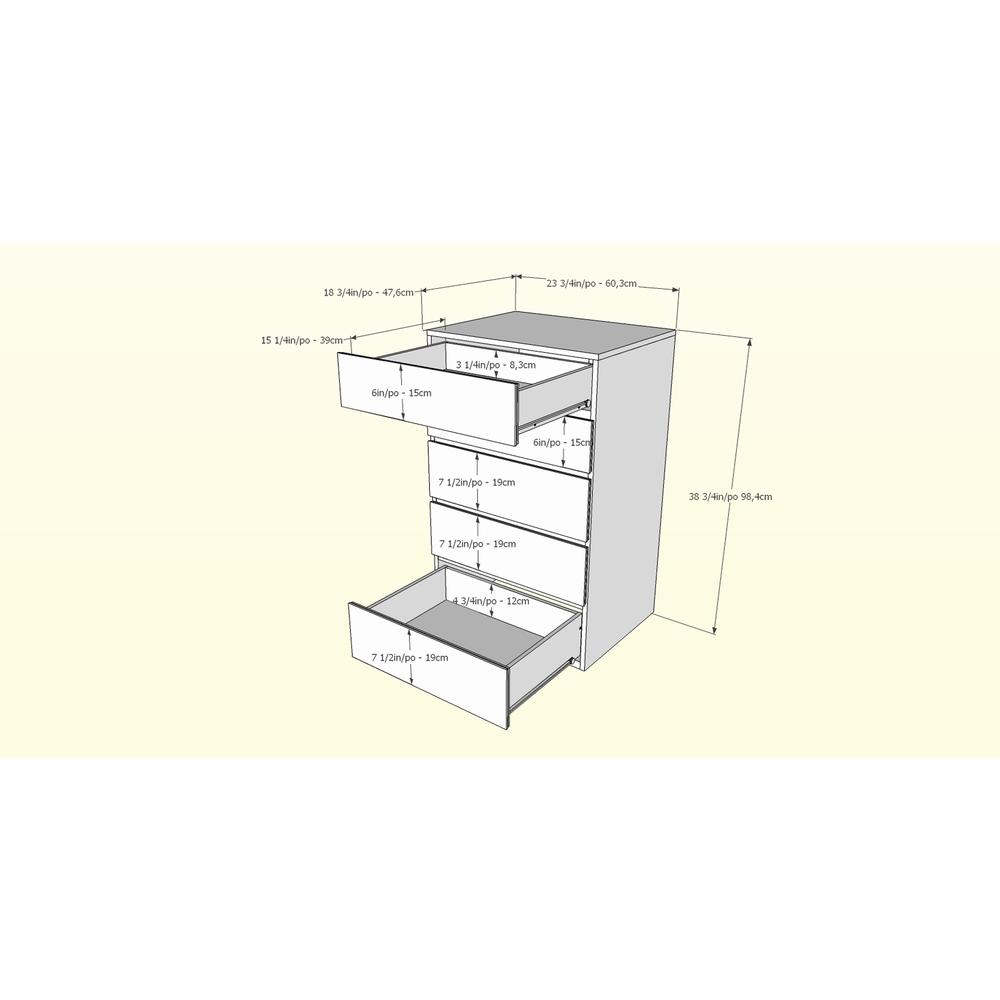 5-Drawer Dresser Chest, White. Picture 8