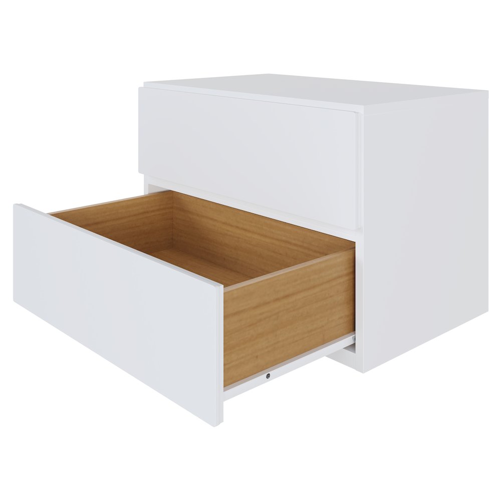 Nightstand With 1-Drawer And Folding Door, White. Picture 3