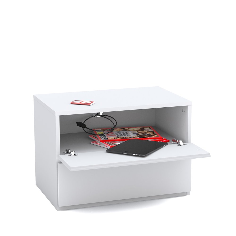 Nightstand With 1-Drawer And Folding Door, White. Picture 4