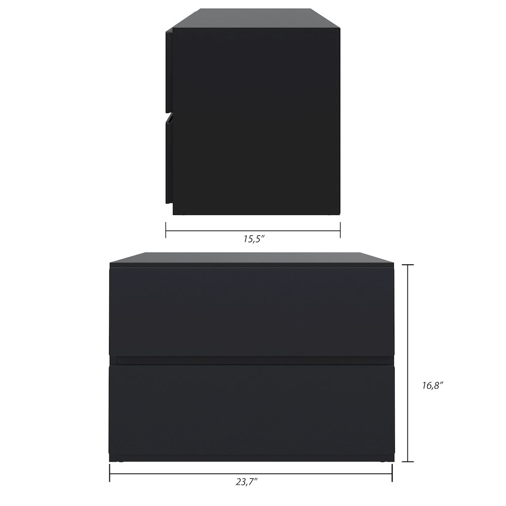 Nightstand With 1-Drawer And Folding Door In Black. Picture 4