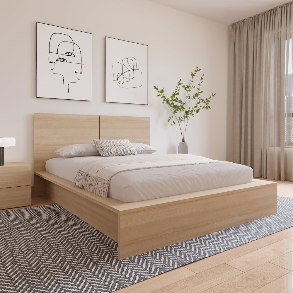 James Headboard In Natural Blonde Oak. Picture 6