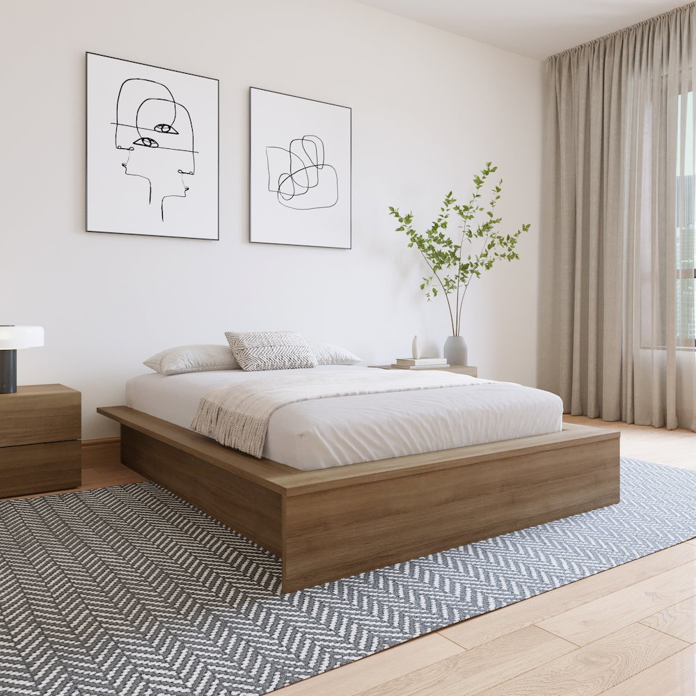 James Platform Bed In Brown Oak. Picture 4