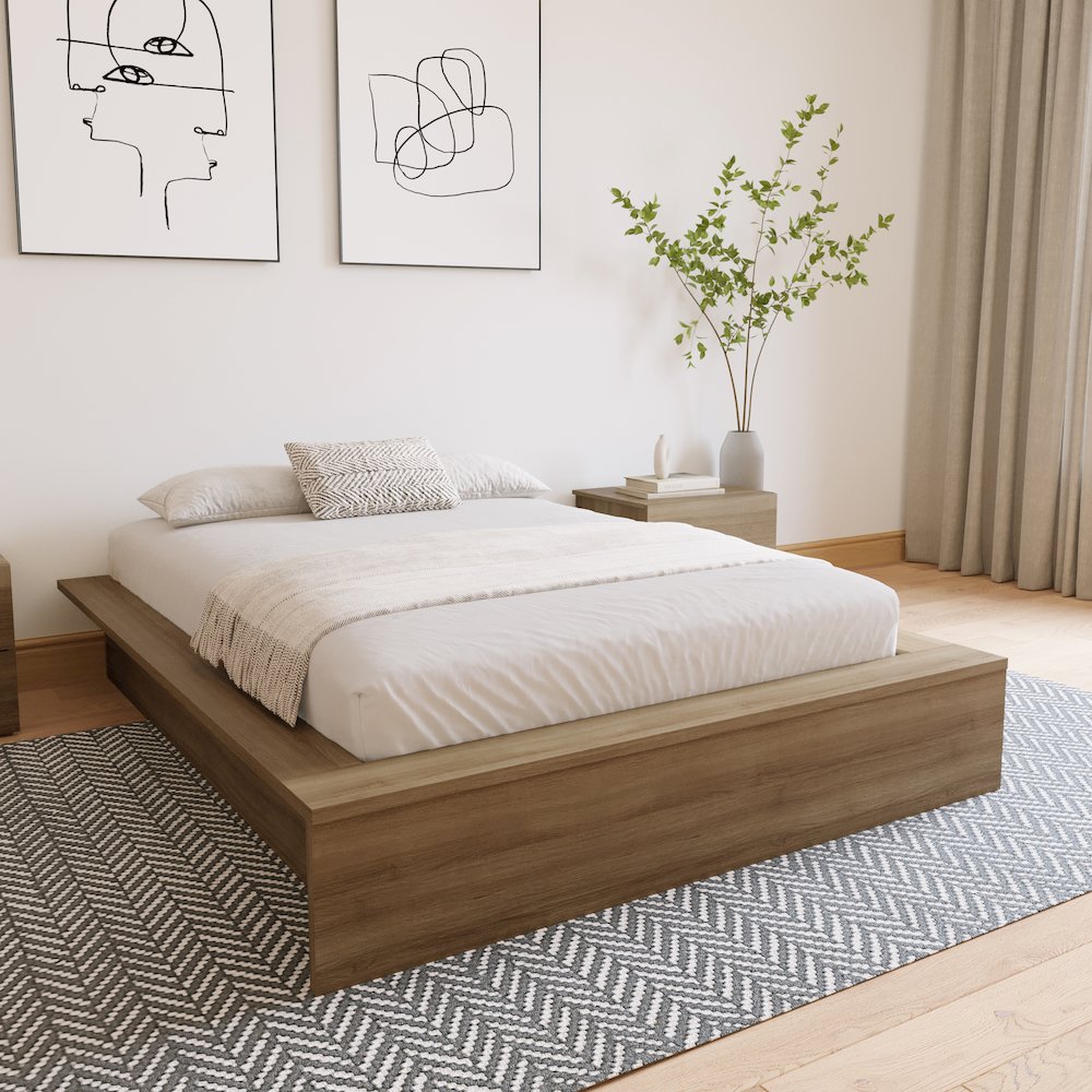 James Platform Bed In Brown Oak. Picture 6