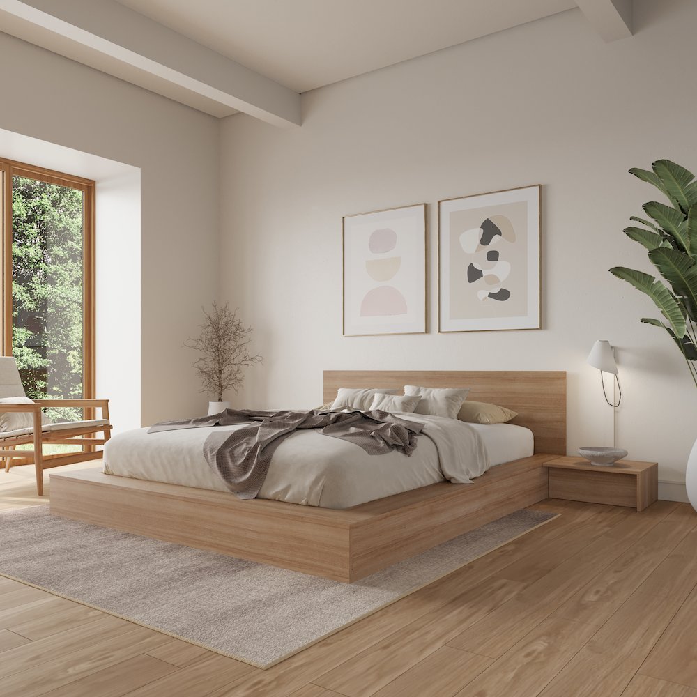 Kanso Nightstands set of 2 Brown Oak Color. Picture 4