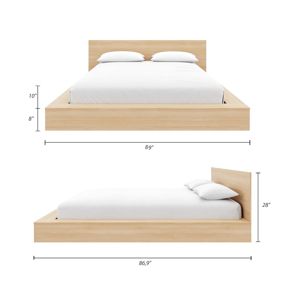 Kanso Low Platform Bed Set in Natural Blonde Oak. Picture 7