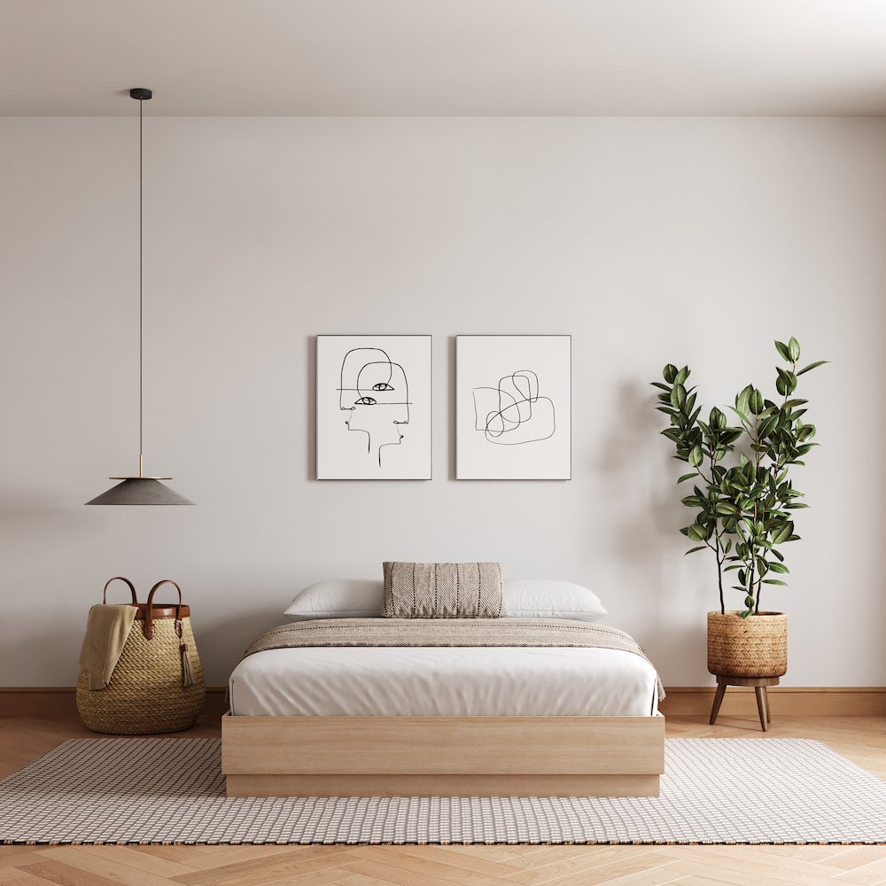 Milano Platform Bed Frame In Natural Blonde Oak. Picture 6