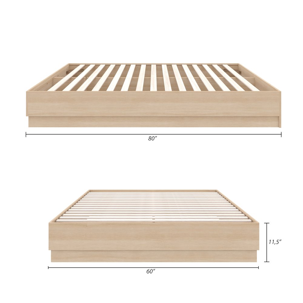 Milano Platform Bed Frame In Natural Blonde Oak. Picture 7