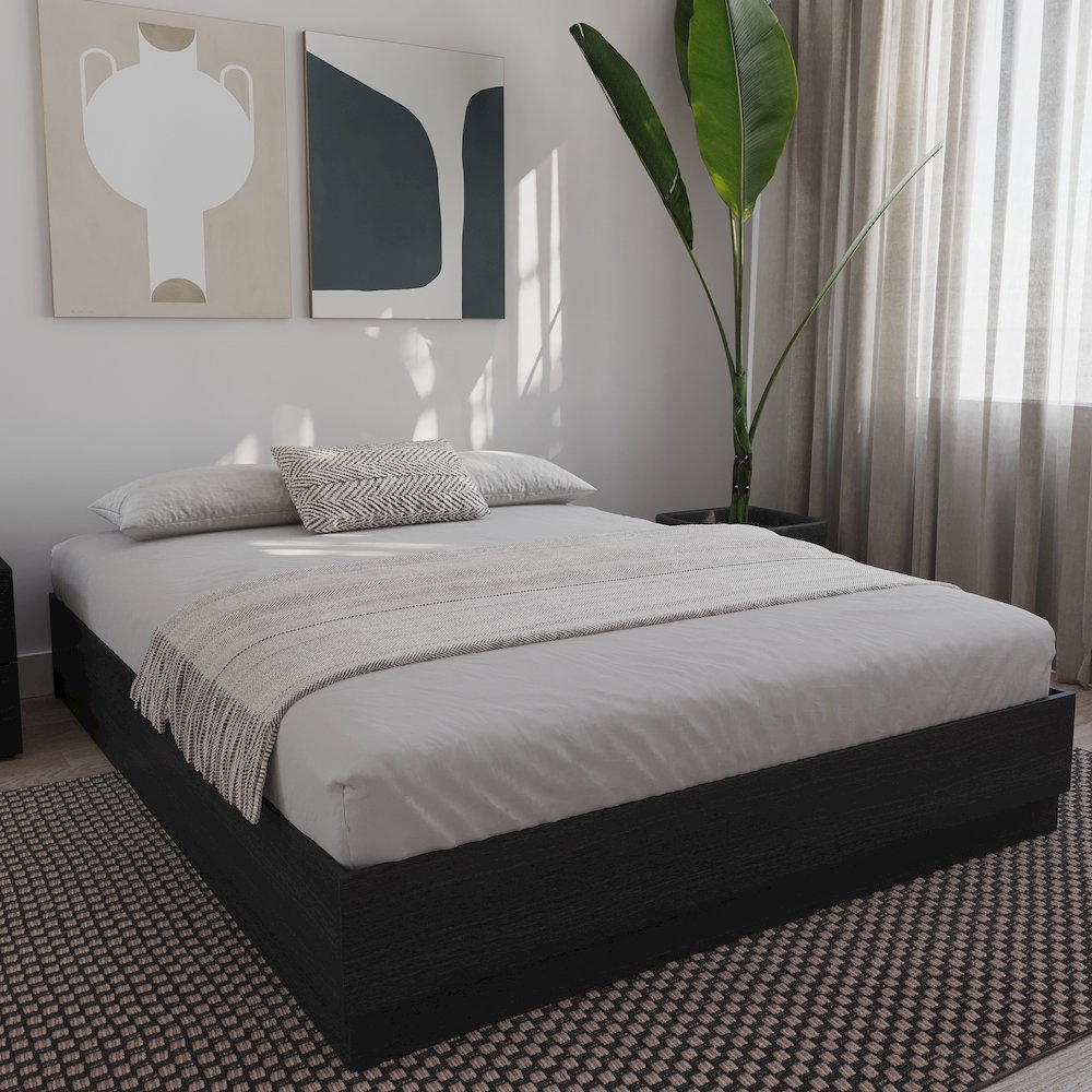 Milano Platform Bed Frame In Black Karisma. Picture 6