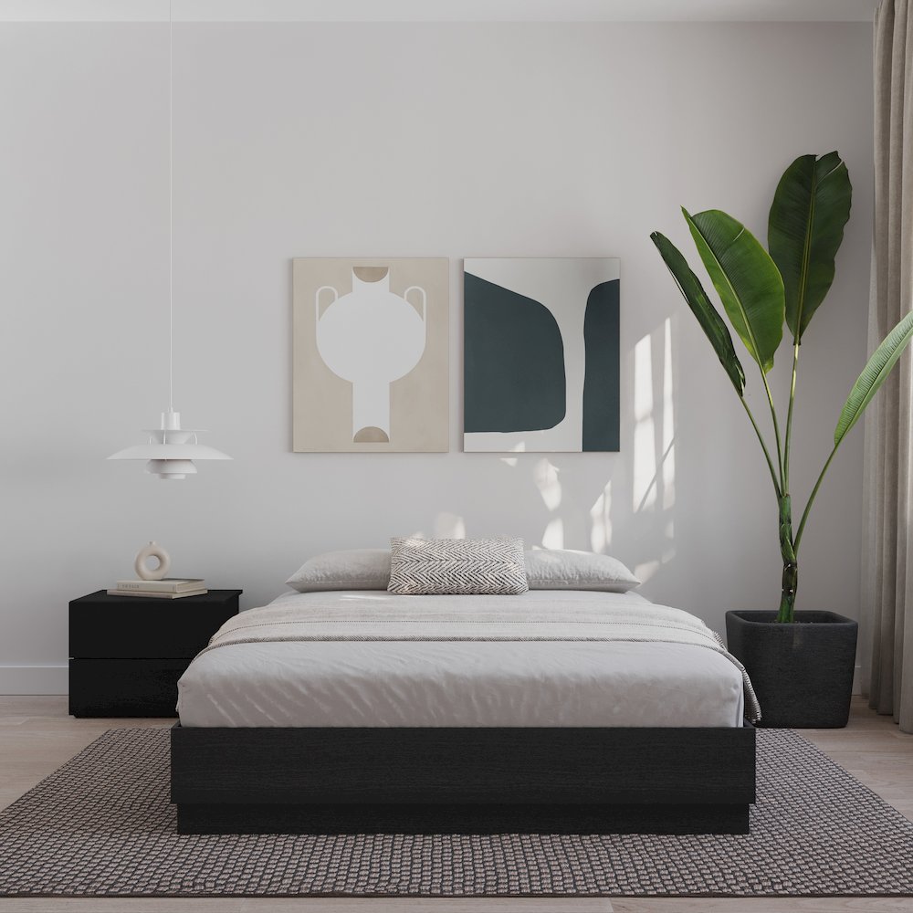 Milano Platform Bed Frame In Black Karisma. Picture 3