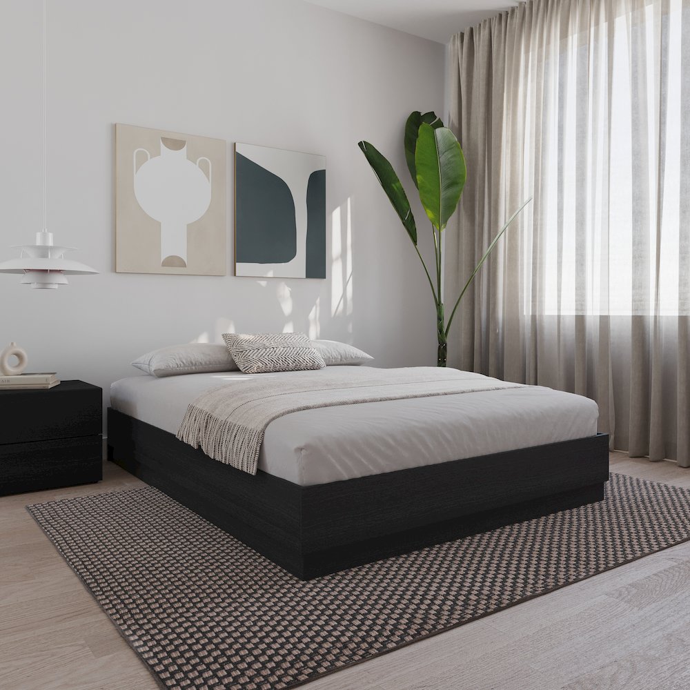 Milano Platform Bed Frame In Black Karisma. Picture 5