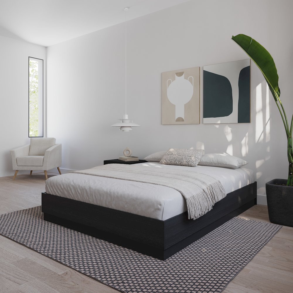 Milano Platform Bed Frame In Black Karisma. Picture 4