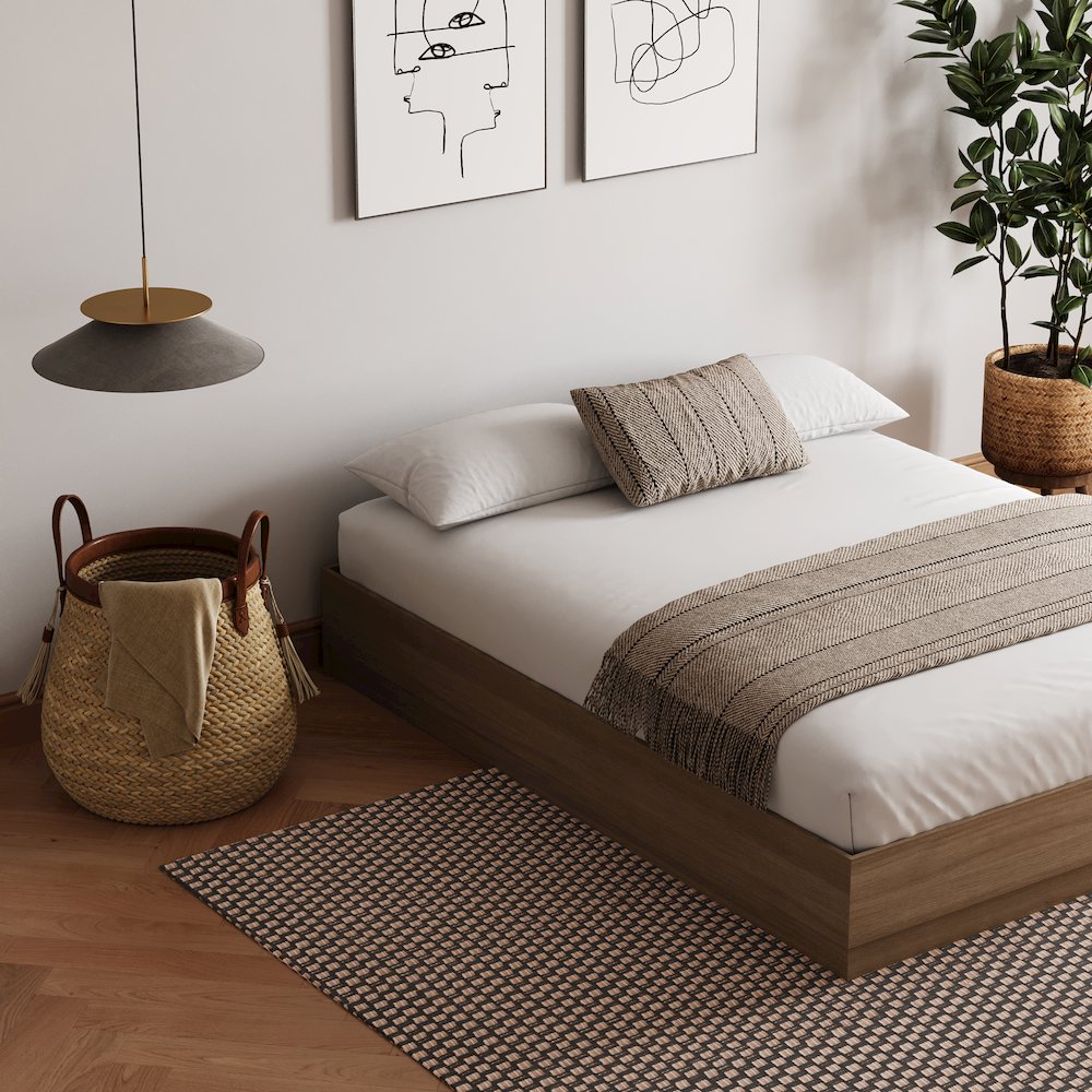 Milano Platform Bed Frame In Brown Oak. Picture 6