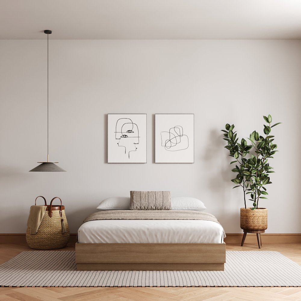 Milano Platform Bed Frame In Brown Oak. Picture 4