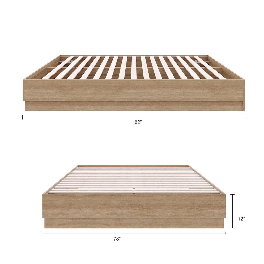 Milano Platform Bed Frame In Brown Oak. Picture 7