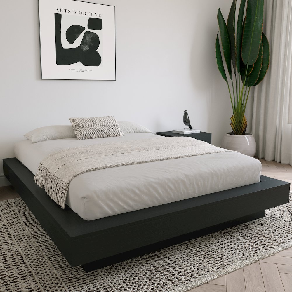 Marconi Platform Bed Frame In Black Karisma. Picture 4