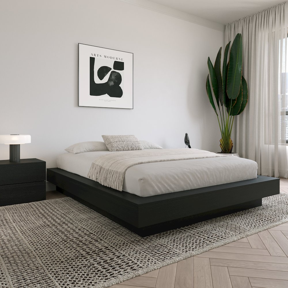 Marconi Platform Bed Frame In Black Karisma. Picture 3