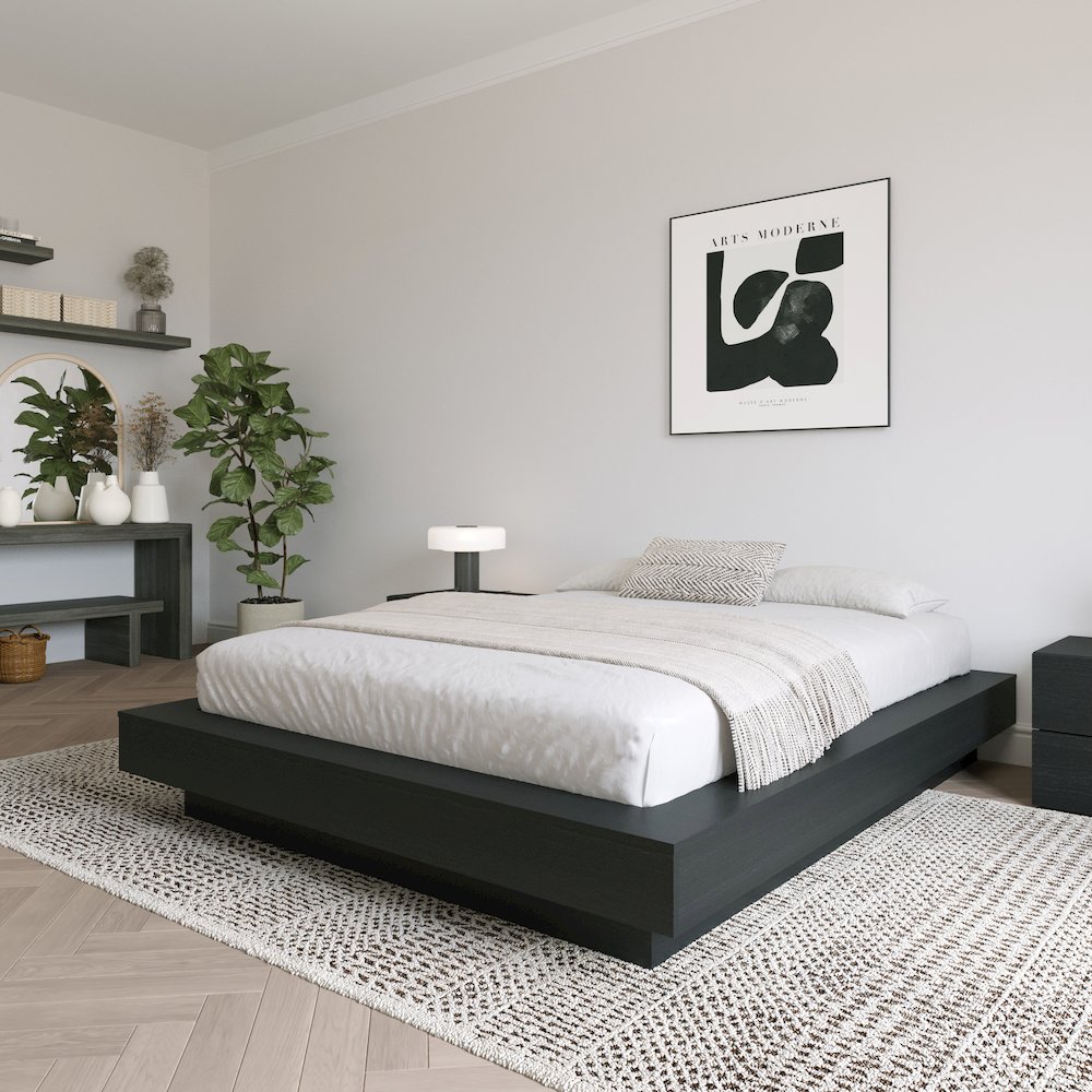 Marconi Platform Bed Frame In Black Karisma. Picture 5