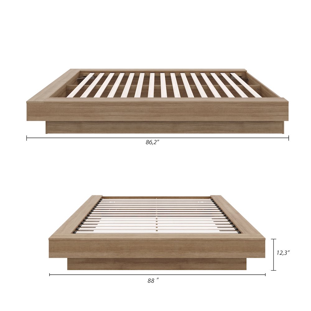 Marconi Platform Bed Frame In Brown Oak. Picture 7