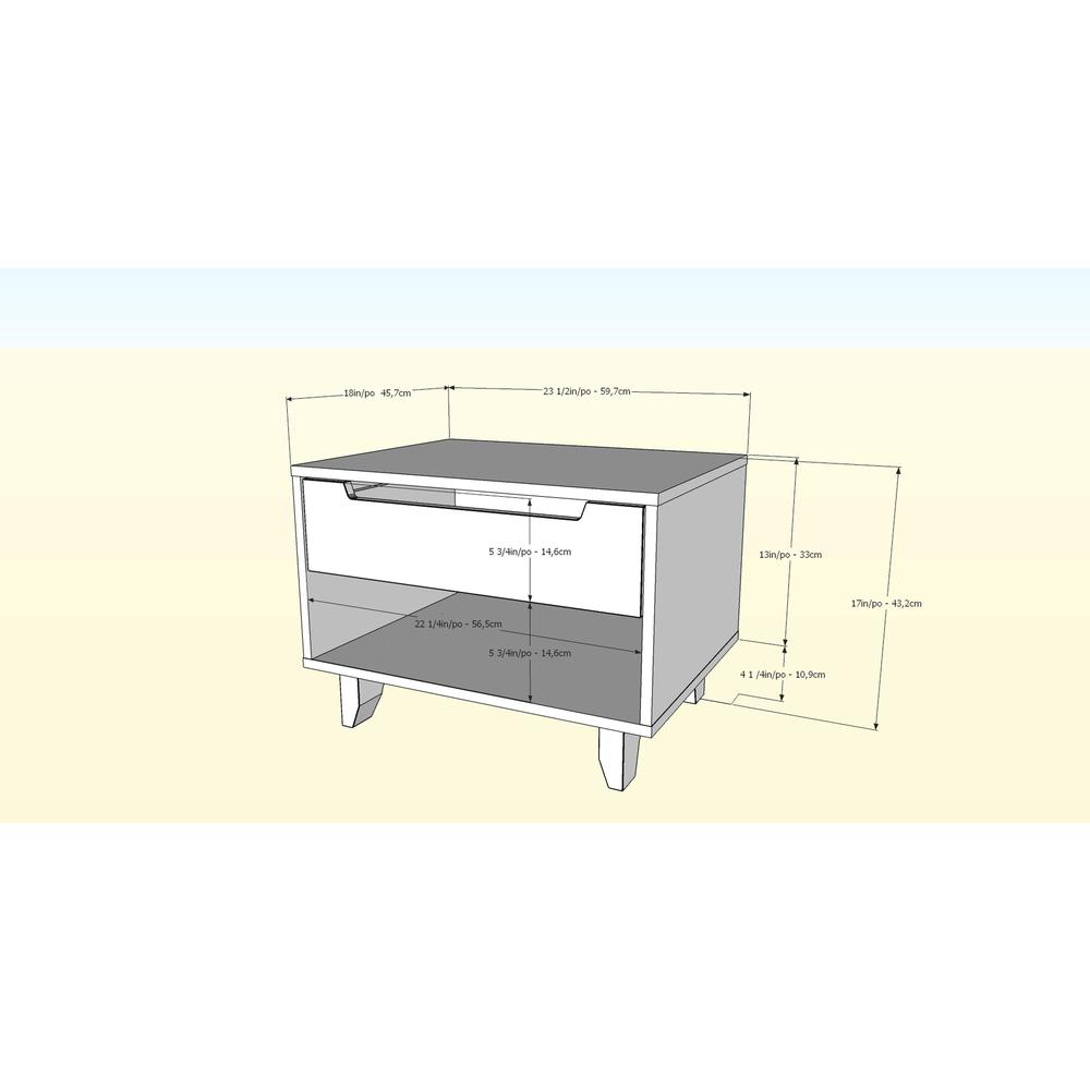 Nightstand 1-Drawer And Folding Door, White. Picture 5
