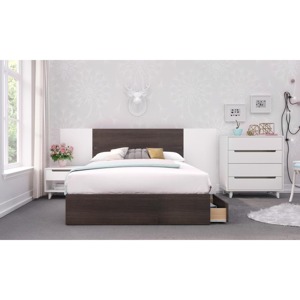 Nightstand 1-Drawer And Folding Door, White. Picture 3