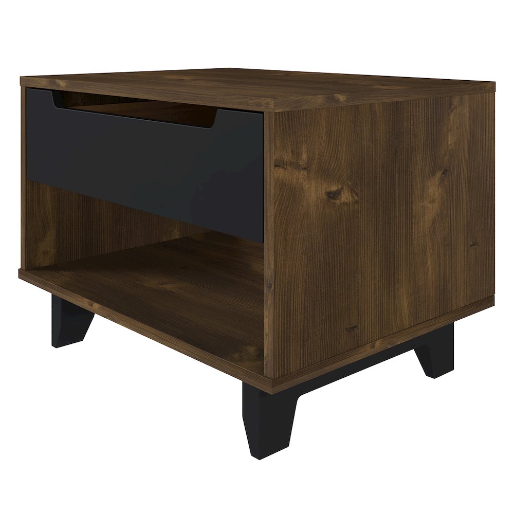 Nightstand 1-Drawer And Folding Door, Black & Truffle. Picture 4