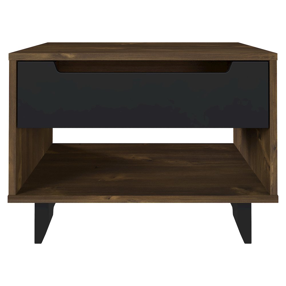 Nightstand 1-Drawer And Folding Door, Black & Truffle. Picture 2