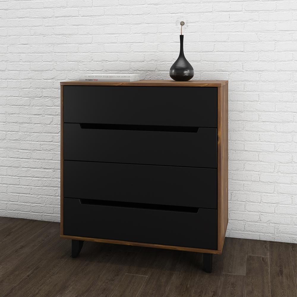 4-Drawer Dresser Chest, Black & Truffle. Picture 2