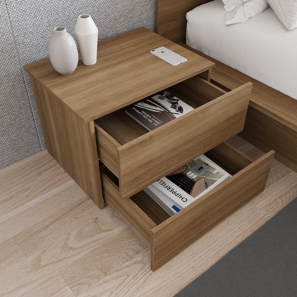 James Nightstand With 2-Drawers In Brown Oak. Picture 8