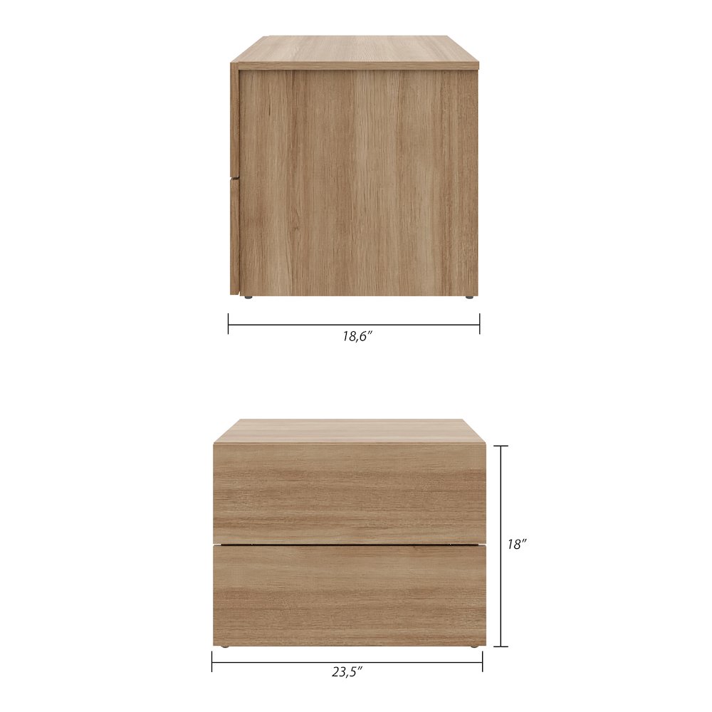 James Nightstand With 2-Drawers In Brown Oak. Picture 9