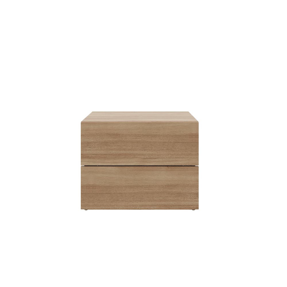 James Nightstand With 2-Drawers In Brown Oak. Picture 1