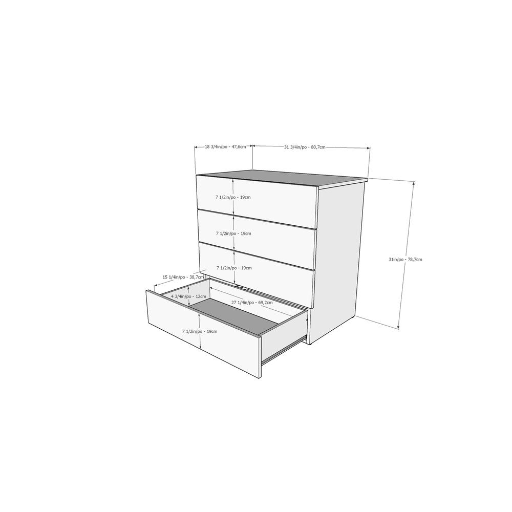 4-Drawer Dresser Chest, Walnut. Picture 5