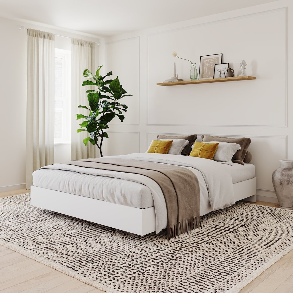 Platform Bed Frame, Full|White. Picture 6