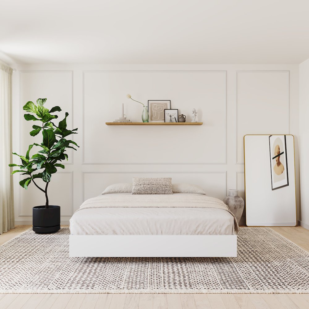 Platform Bed Frame, Full|White. Picture 5