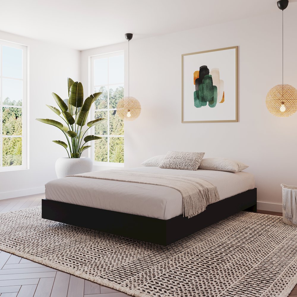 Platform Bed Frame, Queen|Black. Picture 4