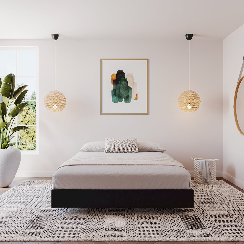 Platform Bed Frame, Queen|Black. Picture 5