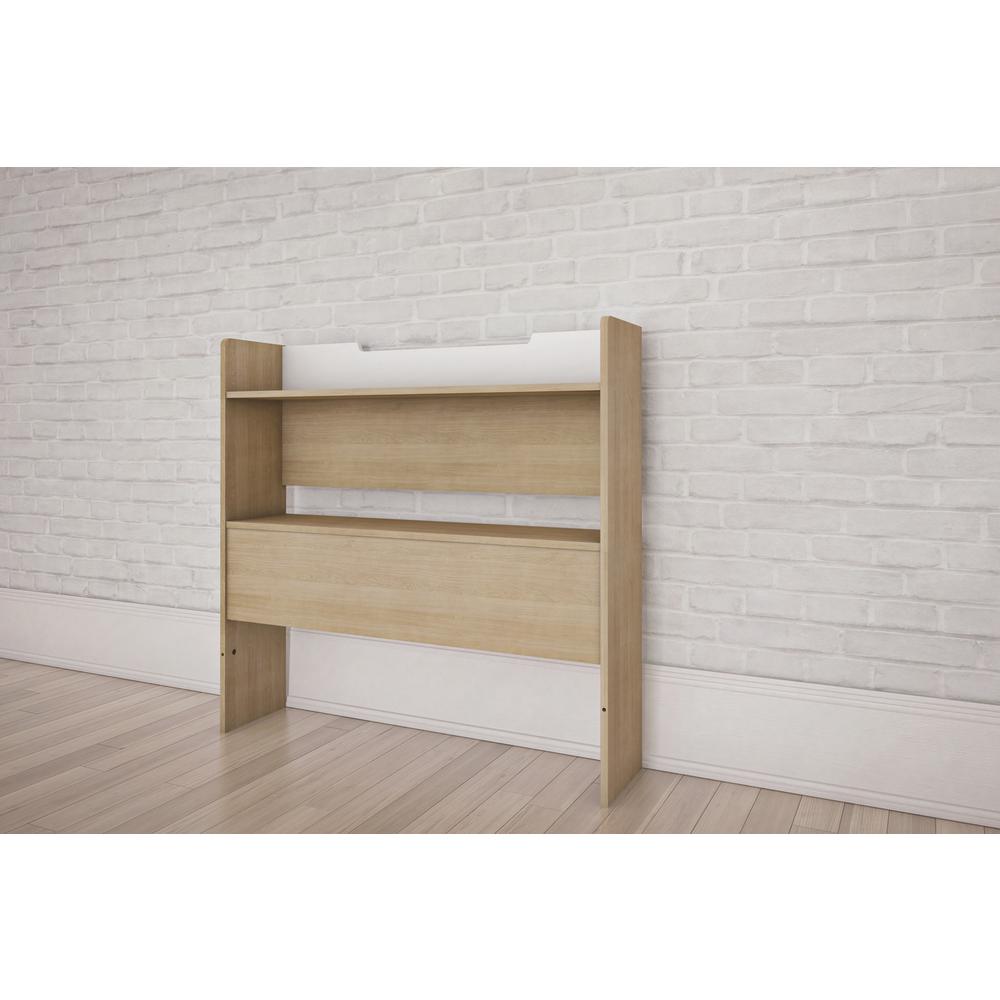 Bookcase Headboard, Twin|Natural Maple & White. Picture 2