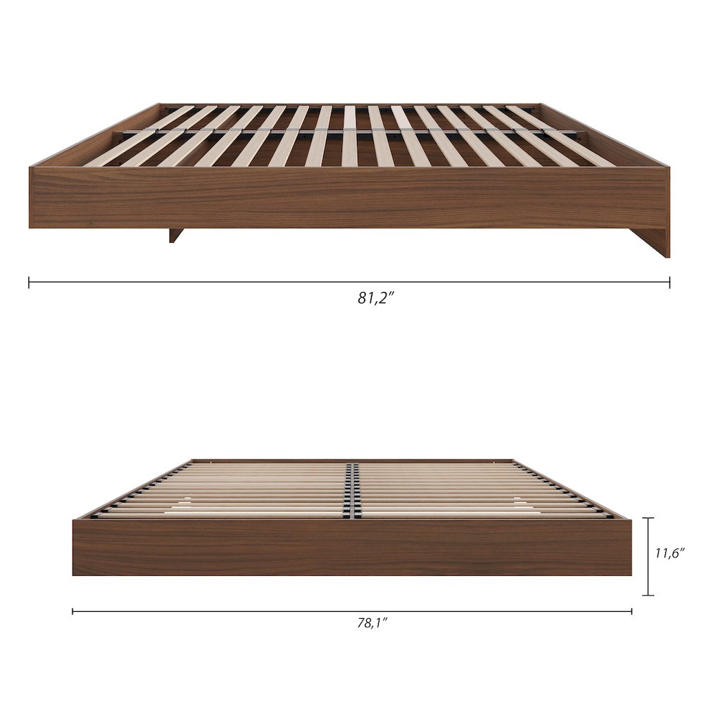 Platform Bed Frame, King, Walnut. Picture 7
