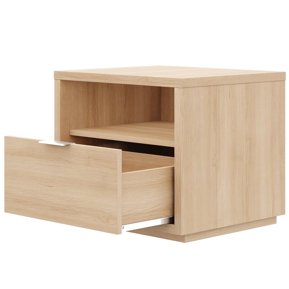 Nightstand With 1-drawers In Natural Blonde Oak. Picture 3
