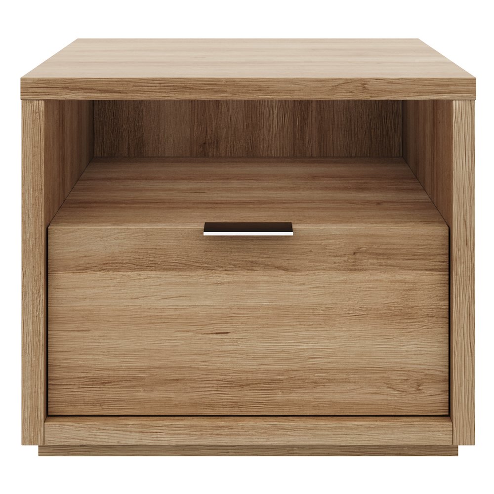 Nightstand With 1-drawers In Brown Oak. Picture 2