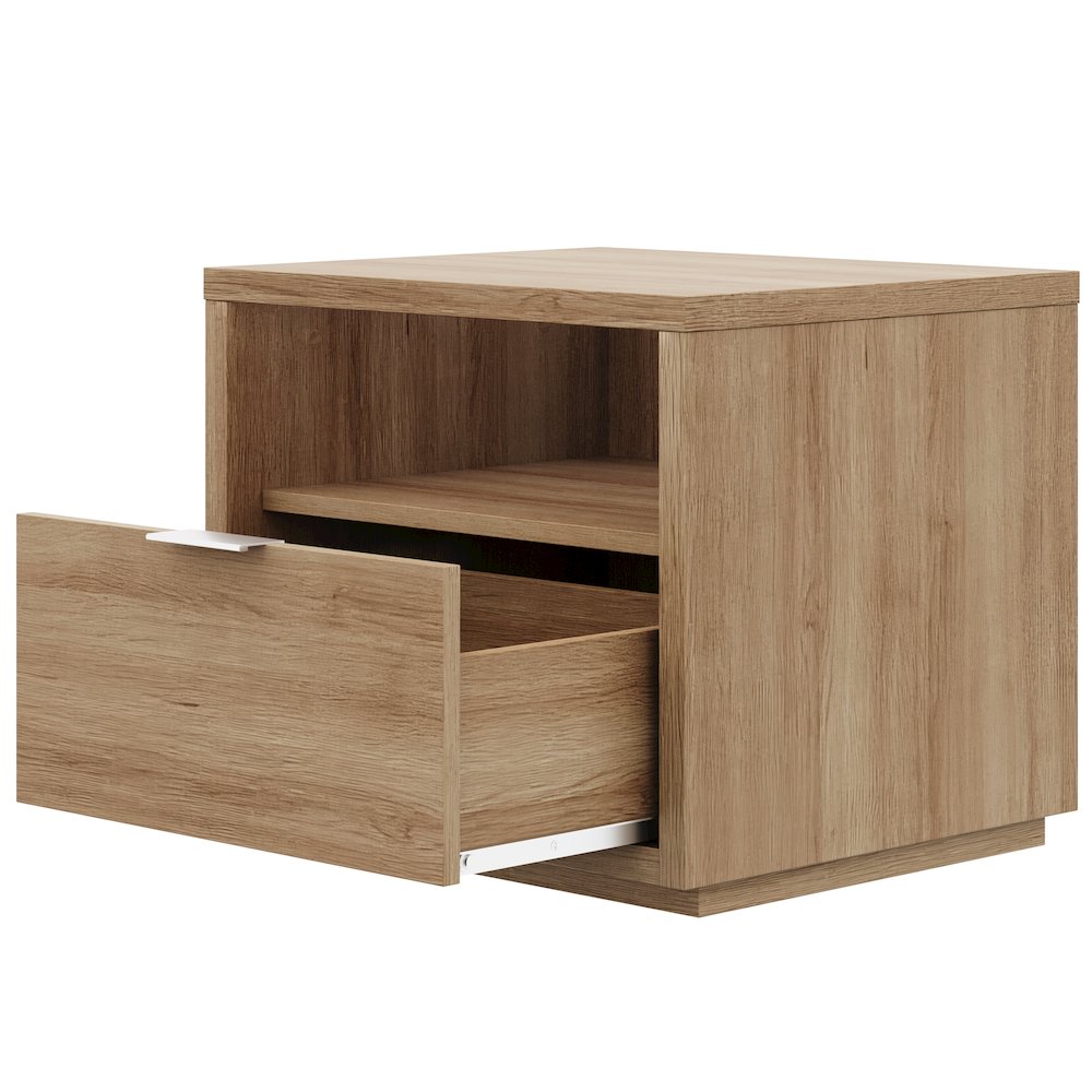 Nightstand With 1-drawers In Brown Oak. Picture 3