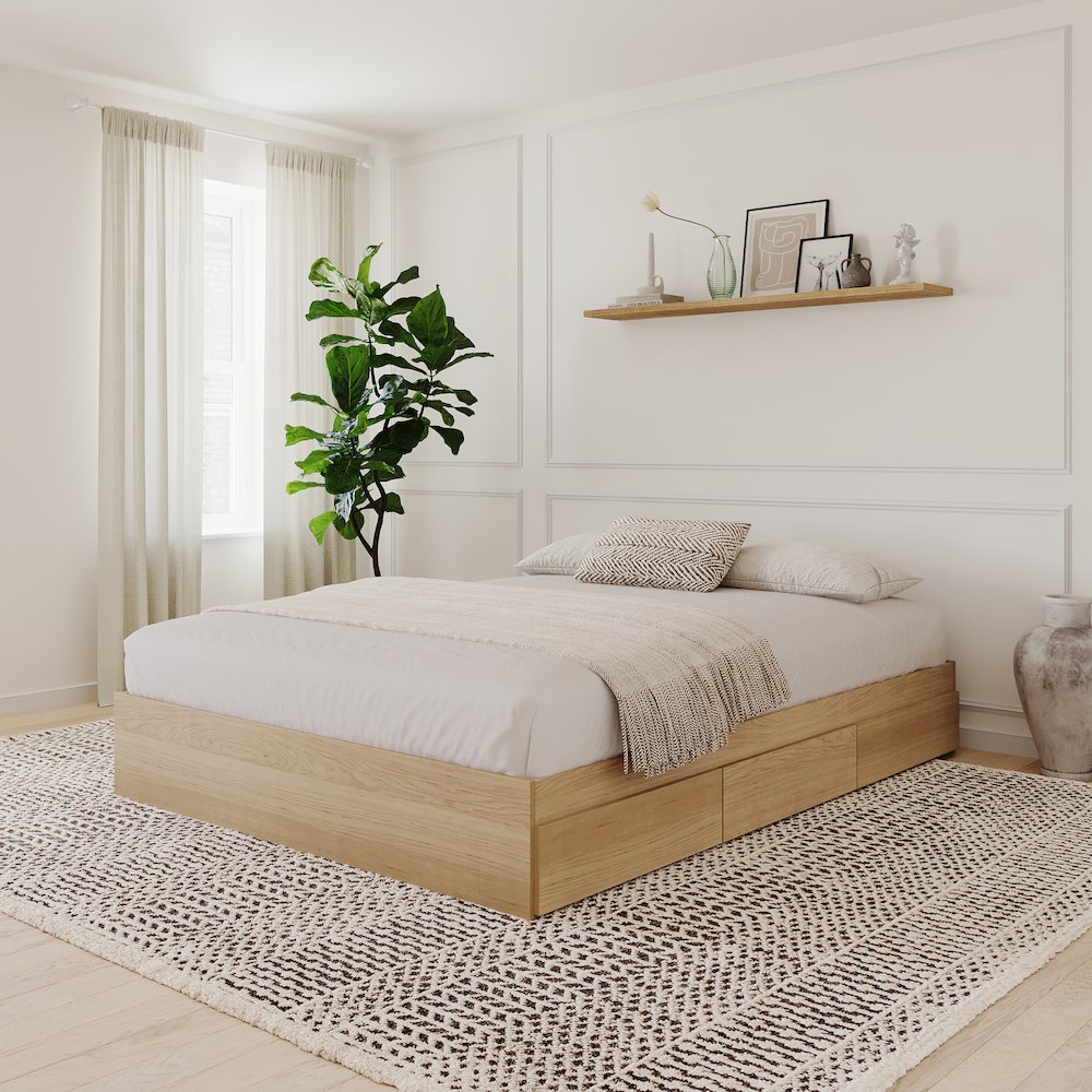 3-Drawer Storage Bed Frame, Full|Natural Maple. Picture 5