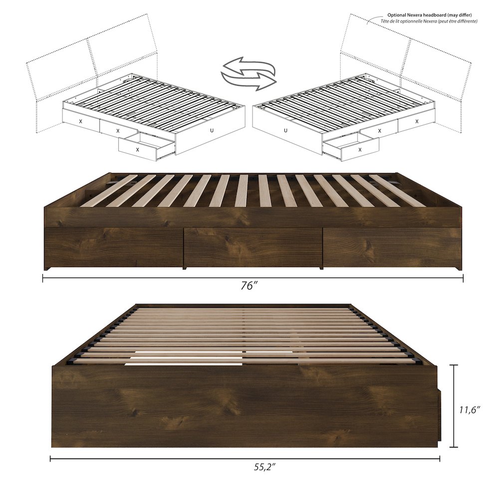 3-Drawer Storage Bed Frame, Full|Truffle. Picture 8