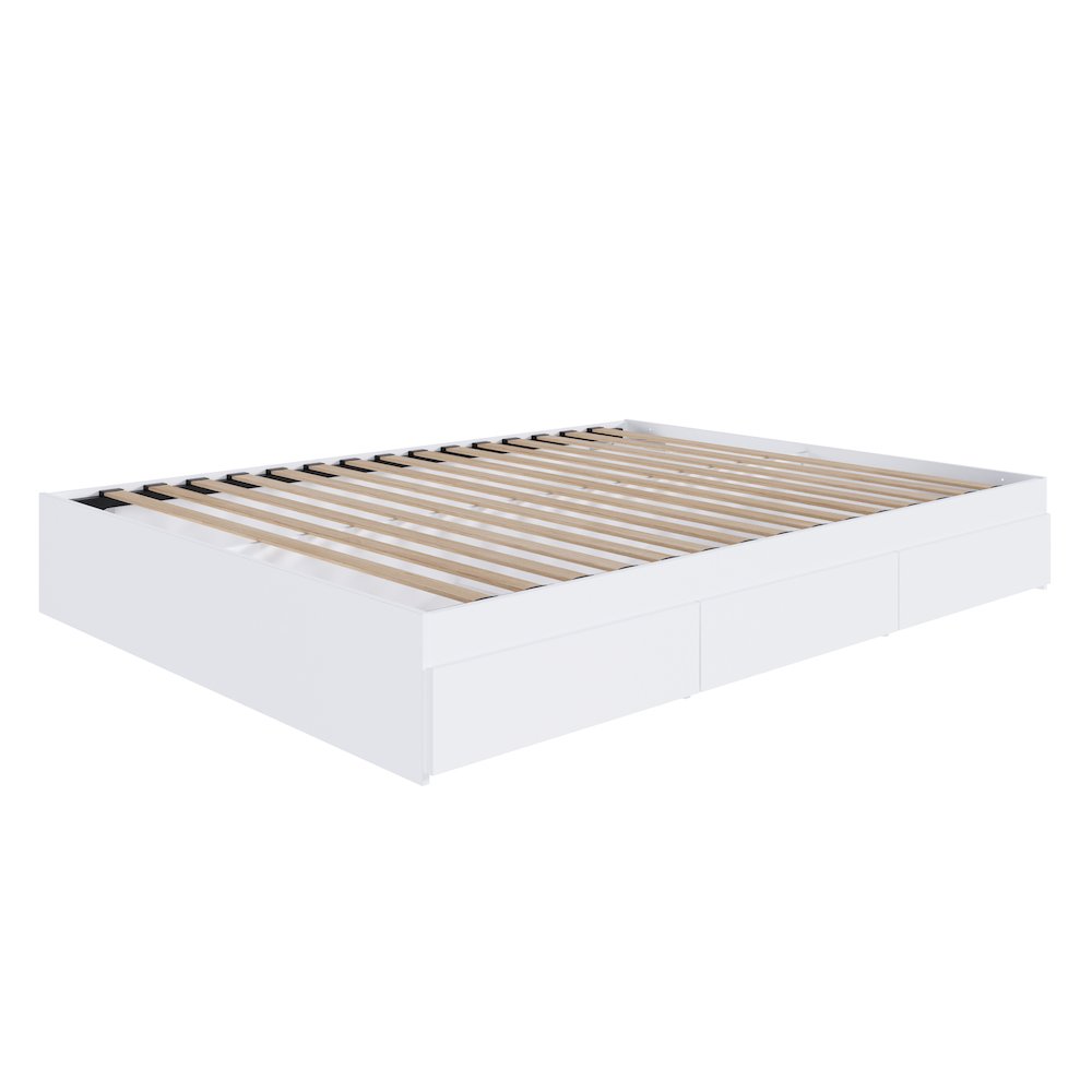 3-Drawer Storage Bed Frame, Queen|White. Picture 1