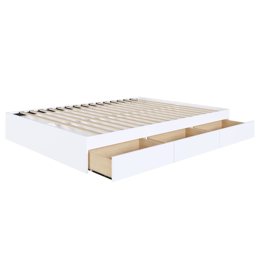 3-Drawer Storage Bed Frame, Queen|White. Picture 3
