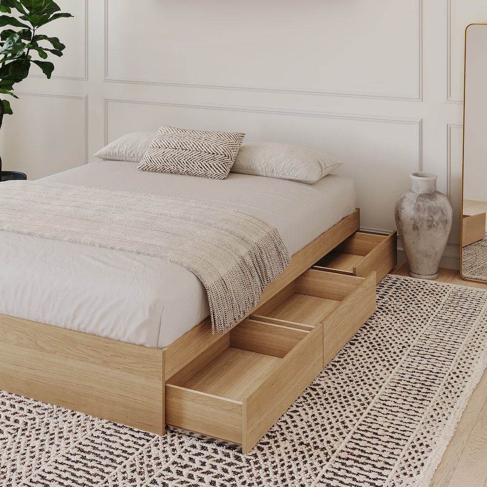 3-Drawer Storage Bed Frame, King, Maple. Picture 2