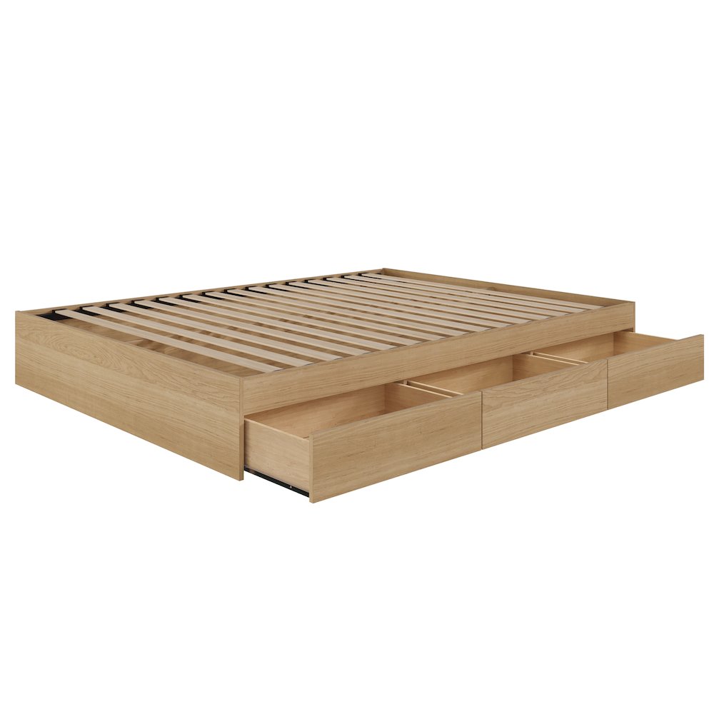 3-Drawer Storage Bed Frame, King, Maple. Picture 1