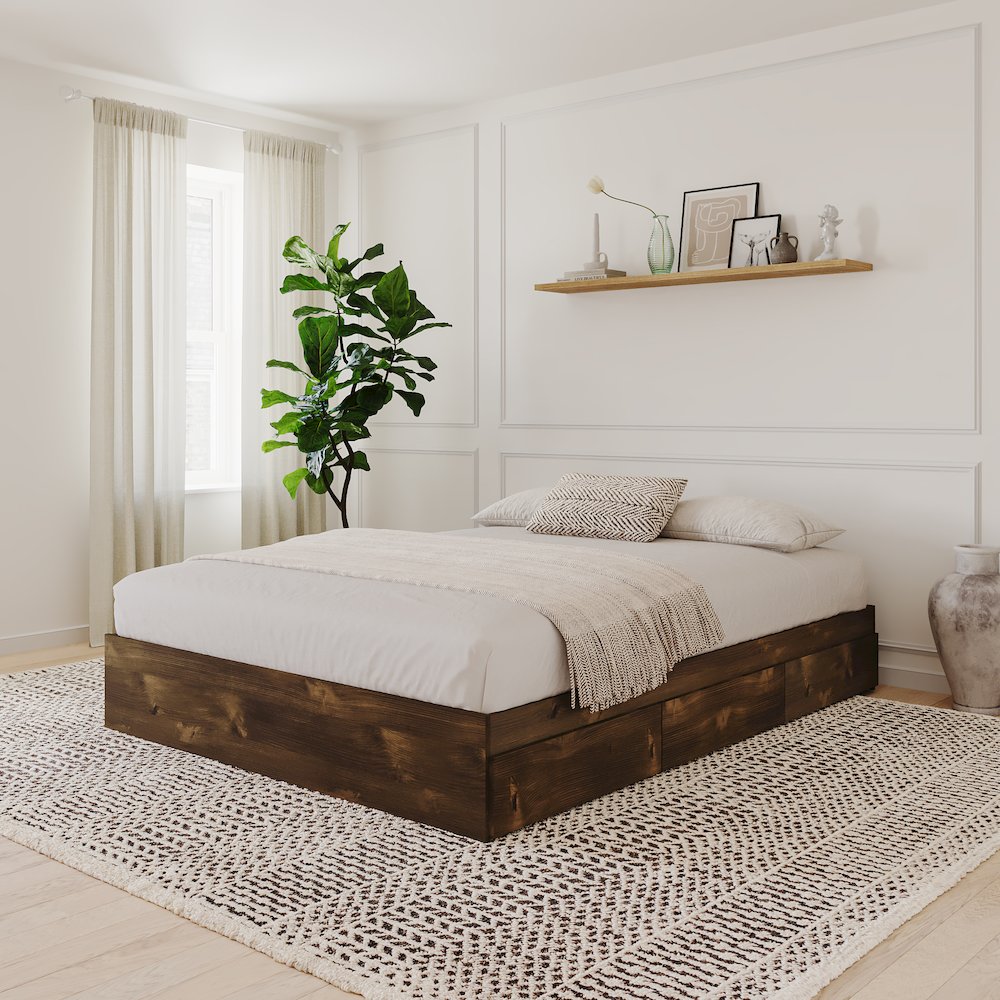 3-Drawer Storage Bed Frame, Queen|Truffle. Picture 4