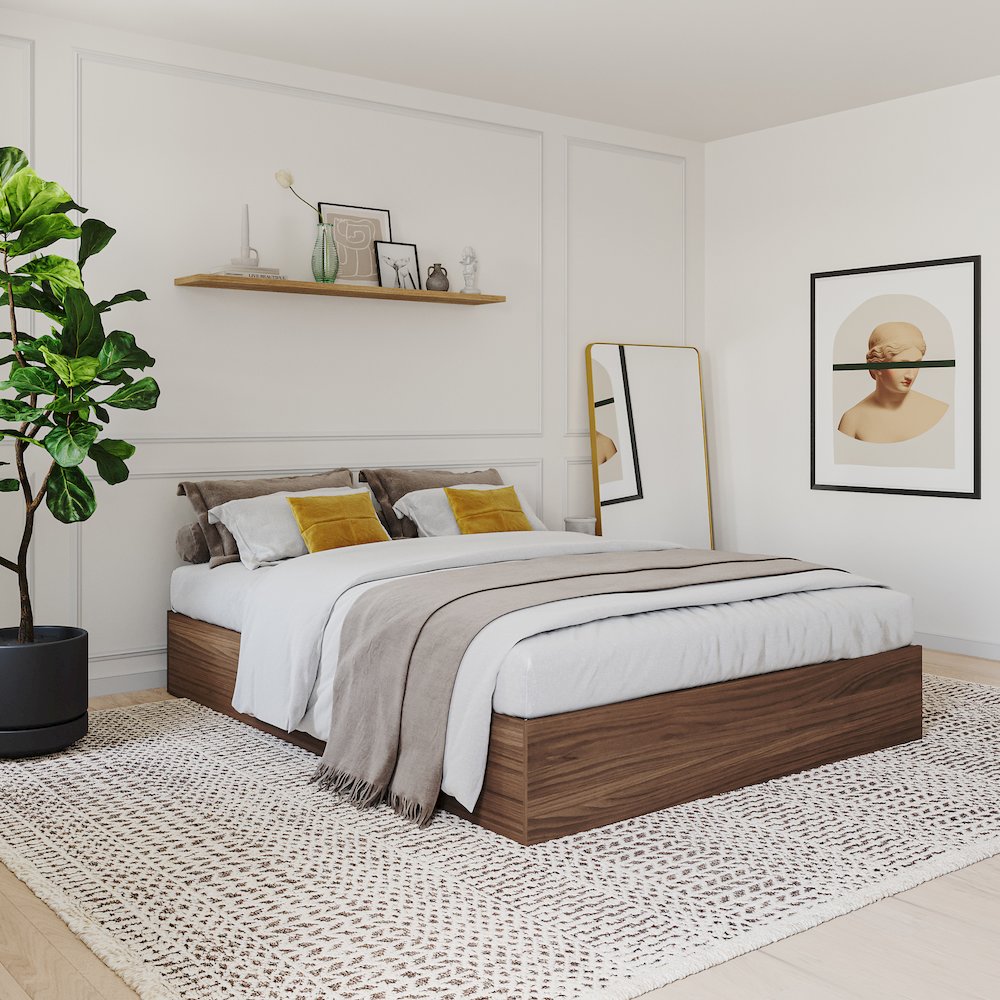 3-Drawer Storage Bed Frame, Queen|Walnut. Picture 5